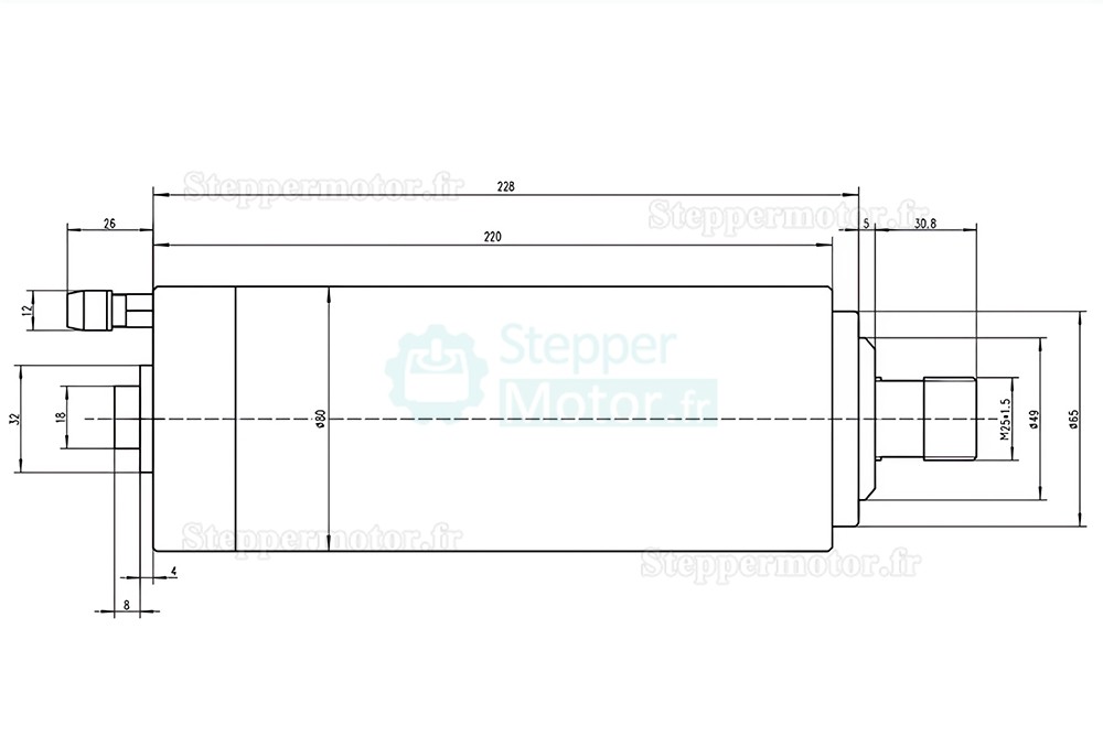 Moteur de broche CNC refroidi par eau JGD-80C3-2.2KW 110V/220V/380V 2.2kW 24000tr/min Pince ER20 400Hz